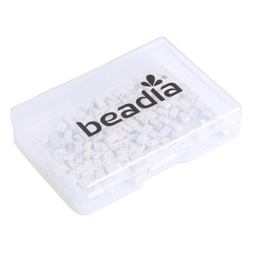 Beadia Natural White Howlite Stone Tila Beads 5x2mm Rectangle 2-Hole Spacer Beads for DIY Bracelet Earring Making 15"/Strand - color: White Howlite, size: 5x2mm