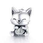 S925 Bead Dangle Charms for Bracelets Necklaces, Compatible with Pandora, Jewelry Making - style: Cats Charm with Wool Ball