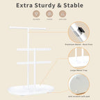 Saydear Elegant Jewelry holder Organizer 2-Tier Display Storage Stand for Earrings Necklaces with Ring Tray Spacious and Durable, Easy to Assemble White - color: White