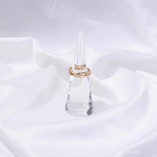 2PCS Cone Shape Acrylic Jewelry Ring Display Holder - Clear and Black Finger Stand Support, Decorative Stands for Wedding Rings