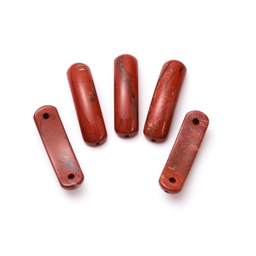 5PCS Natural Red Stone Rectangle Curved Beads Gemstone Pendants Connectors for DIY Bracelet Neclace Jewelry Making - color: Red Stone