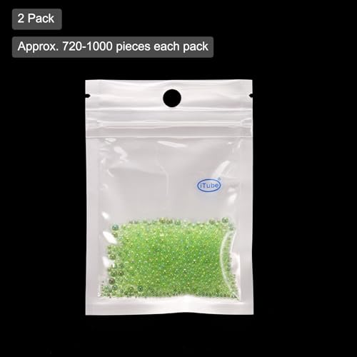 Iridescent Glass Tiny Bubble Beads, 0.4-3mm 20g No Hole Micro Mini Round Light Green Water Droplets Beads - Applications: for Resin Filler, Nail Art, Dollhouse Bath Tub, 2-Pieces - color: Light Green, size: φ0.4-3mm