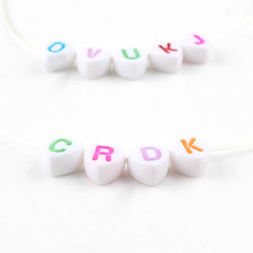 Song Xi 1200pcs White Heart Acrylic Alphabet Beads - Colorful Letter Beads 4x7mm for Bracelets and Jewelry Making - color: 1200pcs white heart colorful