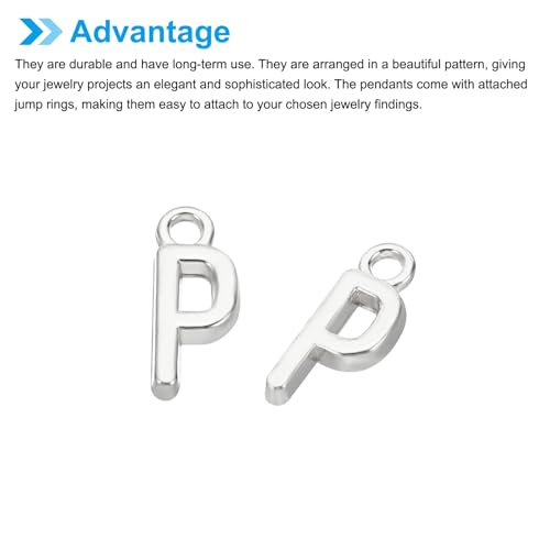 PATIKIL Letter Charm, 50pcs Alphabet Initial Pendant Charm Bulk DIY for Jewelry Making Bracelets Earrings Necklace - style: P