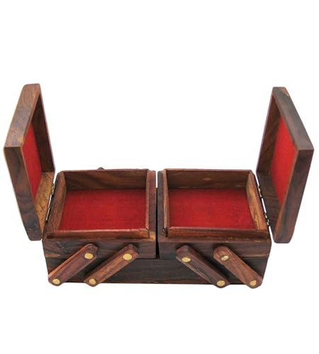 Wooden Jewelry Organizer - 3 in 1 Jewelry Box with Multiple Compartments for Rings, Necklaces, Earrings - Elegant Design for Home Storage and Gifts for Women - Durable and Stylish