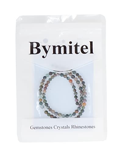 Bymitel 90 pcs Natural Genuine Real Round Loose Stone Beads Gemstone Spacers for Charm DIY Jewelry Making 15.5" per Strand 4mm (Indian Agate, 4mm) - color: Indian Agate, size: 4mm