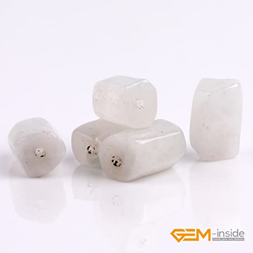 GEM-Inside 31Pcs 6x10mm Natural Blue Tone Moonstone Gemstone Faceted Freeform Tube Column Chakra Beads for Jewelry Making Full 15" Strand Power Energy Healing Stone - color: Blue Tone Moonstone