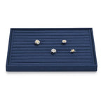 11 Slots Microfiber Jewelry Tray, Ring Display Earring Display Tray, Ring Earrings Studs Tray Showcase Display Jewelry Organizer (Blue) - color: Blue, size: 11 Slot