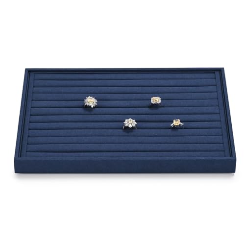 11 Slots Microfiber Jewelry Tray, Ring Display Earring Display Tray, Ring Earrings Studs Tray Showcase Display Jewelry Organizer (Blue) - color: Blue, size: 11 Slot