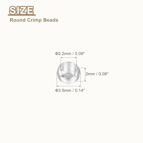 uxcell 200Pcs Round Crimp Beads, 3.5mm Metal Spacer Loose Beads Metal Clamp Ends Tiny Stoppers Bead for Bracelet Jewelry Making Craft DIY, Silver - color: Silver, size: 3.5mm
