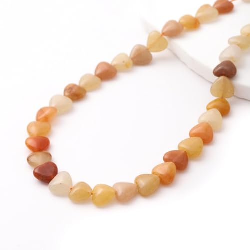 10mm Natural Yellow Aventurine Stone Beads Heart Shape DIY Loose Gemstone Energy Healing Crystal Charms for Jewelry Making Handmade - color: Yellow Aventurine