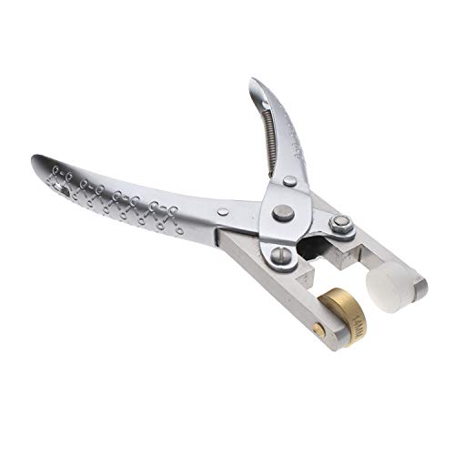 The Beadsmith Smart Setter Parallel Pliers – 5” Cup Chain Tool for Gemstone Setting, Polished Steel, 5 Brass Setting Heads Sizes (14mm, 12mm, 11mm, 8.5mm, 6mm) & 12mm Plastic Head