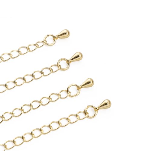 BEADIA 14K Gold Plated Extender Chains 75mm 20pcs Water Drop Extension Tail Chains for Jewelry Making Findings - color: WaterDrop