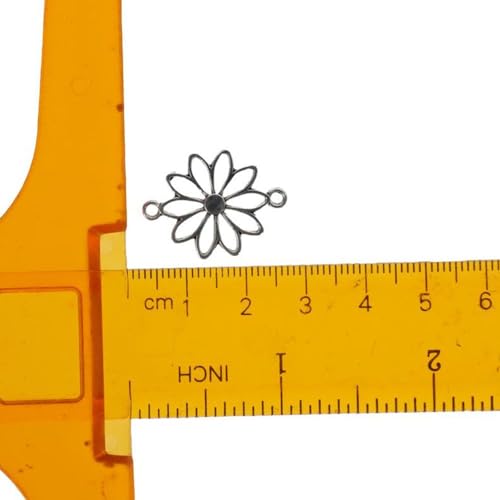 60Pcs Flower Connector Charms, Sliver Alloy Daisy Flower Double Loop Pendants Alloy Links Connectors for Jewelry Making