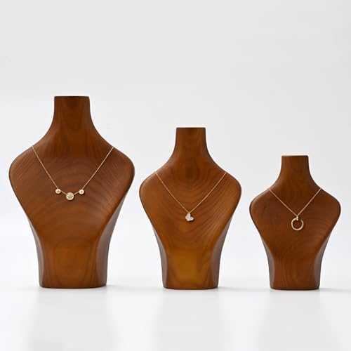 Solid Wood Jewelry Bust Necklace Display Showcase Jewelry Necklace Stand Display Holder(H11.73) - color: H3