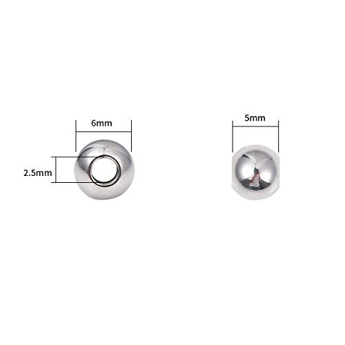 BEADIA Stainless Steel Spacer Beads 6x5mm Round Loose Charm Caps Beads for DIY Jewelry Making 100pcs with 2.5mm Hole - color: 6x5mm 2.5mm