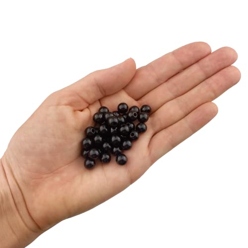 1,000 Round Black Acrylic Beads 8mm Diameter with 2mm Hole - color: Black, size: 8mm