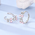 LAZA 925 Sterling Silver Hoop Earrings for Women, Sterling Silver Butterfly Hoops Colorful Flowers Hoop Huggie Earrings Hypoallergenic Jewelry Gifts for Women - color: Love Heart Bow Earring