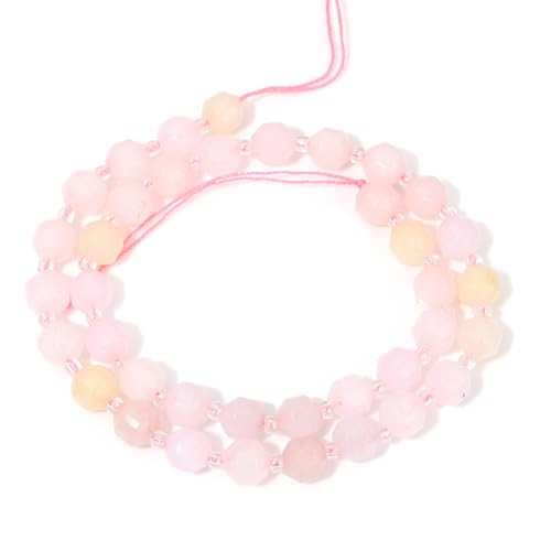 8mm Faceted Natural Morganite Stone Loose Round Semi Gemstone Beads for Bracelet Necklace Jewelry DIY Making - color: Morganite-1