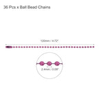 MECCANIXITY Ball Bead Chain Beaded Necklace Chains 5 Inch Adjustable Metal Ball Chains 2.4mm/0.1inch Keychain for Jewelry Making,DIY Craft Projects,Pack of 36(Rose Red) - color: Rose Red