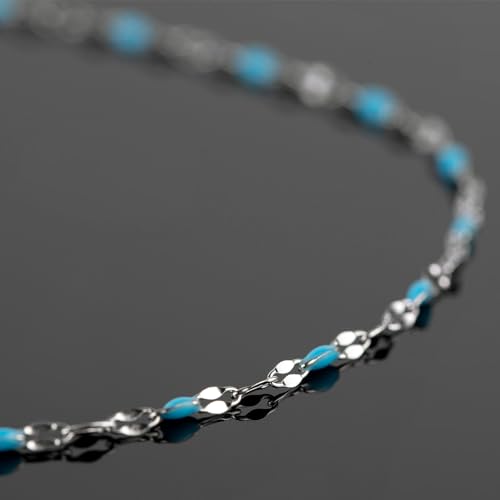 UMAOKANG 5 Meters Silver Chains for Jewelry Making Stainless Steel Necklace Chains Bulk Blue Oil Drip Craft Chain Spool Jewelry Supplies - color: Steel-Blue