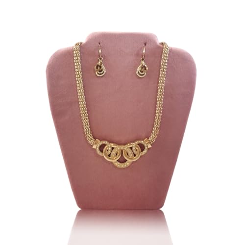 6Pcs/Set Necklace&Earring Display stand Velvet Jewelry Set Easel Display Rack Jewelry Display Stand for Vendors Jewelry Bust (Pink, M) - size: M