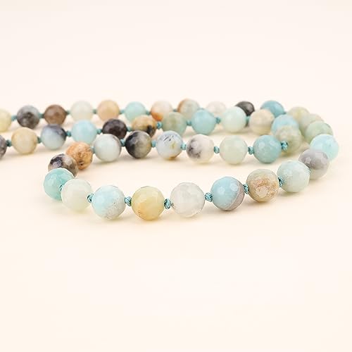 GAVU Hand-knotted Men's Beaded Necklace, Crystal Necklace for Men - color: Amazonite, size: 20"