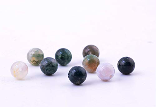 Natural Stone Beads 100pcs 10mm India Agate Round Genuine Real Stone Beading Loose Gemstone Hole Size 1mm DIY Smooth Beads for Bracelet Necklace Earrings Jewelry Making (India Agate, 10mm) - color: India Agate Green, size: 10mm
