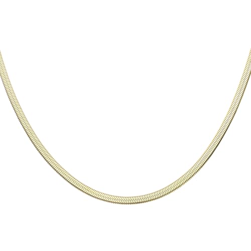 HARFINGTON Herringbone Necklaces Stainless Steel Snake Chain Necklace Adjustable Flat Chain for Women Jewelry Gift - color: Gold, size: 22" x 0.2"