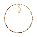 Handmade Natural Gemstone Beaded Necklace for Women, Cultured Freshwater Pearl Choker with Adjustable Extension Chain, Boho Healing Crystal Jewelry Collection - color: c Colorful