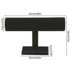 Velvet Wood One Tier Bracelet Bangle Hovering T-Bar Bracelet Holder Bracket Necklace Jewelry Display Stand for Malls Home Organization, Black