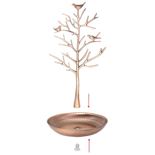INVIKTUS Silver Birds Tree Jewelry Stand Display Earring Necklace Holder Organizer Rack Tower - color: antique bronze