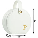 Travel Jewelry Case, Elegant Half-Moon Design with Golden Accents, Detachable Handle, White Personalized Accessory Organizer, Fashion-Forward Gift for Women and Teens(P) - style: P