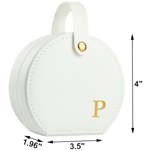 Travel Jewelry Case, Elegant Half-Moon Design with Golden Accents, Detachable Handle, White Personalized Accessory Organizer, Fashion-Forward Gift for Women and Teens(P) - style: P