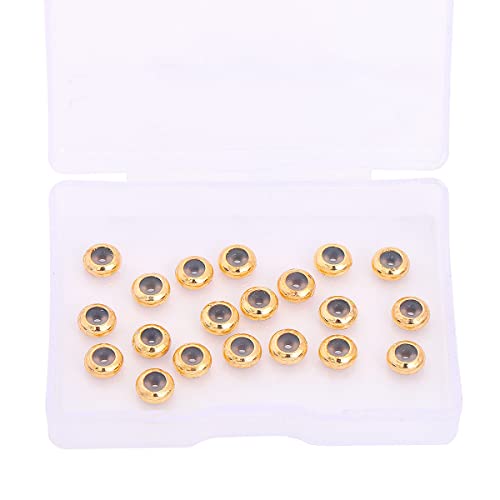 BEADIA 18K Gold Plated Stopper Beads 7x3mm 20pcs Rondelle Insert Silicon Length Adjust Spacer Beads for Jewelry Making Findings - color: Rondelle, size: 7x3mm
