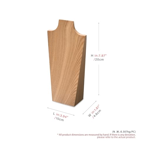 Solid Wood Jewelry Bust Necklace Display Showcase Jewelry Necklace Pendant Stand Display Stand Holder(H7.87) - size: S