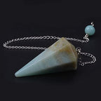 Justinstones Natural Multi-Color Amazonite Gemstone Rock Crystal Hexagonal Pointed Reiki Chakra Pendant Pendulum - color: Multi-Color Amazonite
