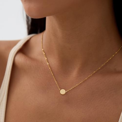 Valloey Rover Gold Necklace for Women 14K Gold Plated Circle Cubic Zirconia Pendant Necklace Dainty Twist Rope Chain Necklace Simple Jewelry Gift for Women - style: Gold-dot