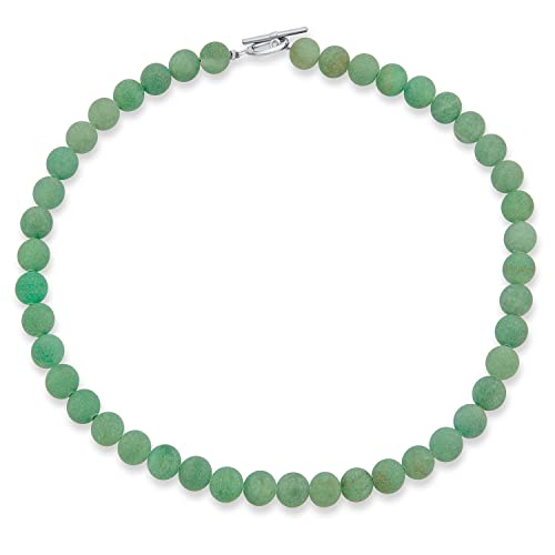 Simple Classic Hand Knotted Created Semi Precious Gemstone Round Ball 10MM Bead Strand Choker Collarbone Necklace Western Jewelry For Women Toggle Clasp 15 17 19 Inch - color: Green Aventurine