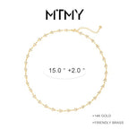 MTMY Beaded Necklaces for Women 14K Gold Plated Dainty Colorful Green/Rose Beaded Pearl Choker Necklace Delicate Boho Choker Necklace Jewelry Gift - style: Star chain
