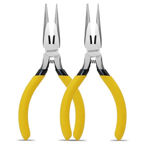 BOOSDEN 5" Needle Nose Pliers 2-Pack, Small Jewelry Pliers Set with Side Cutter, Mini Precision Pliers for Beginner Jewelry Making, Electronics Repair, DIY Crafts - Essential Home Tool Kit - size: 5''-2 pack