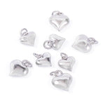 FASHEWELRY Real 18K Gold Plated Heart Charms Platinum Brass Pendants with Loop for Bracelets Necklace DIY Jewelry Making, Wedding, Mother's Day Festival Gifts - color: 1 color-Platinum