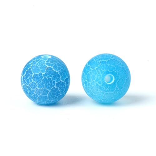 100Pcs Natural Stone 6mm Blue Frosted Spider Net Agate Round Loose Gemstone Energy Healing Beads Hole Size 1mm DIY Smooth Beads for Bracelet Necklace Jewelry Making - color: Blue Frosted Spider Net Agate, size: 6mm