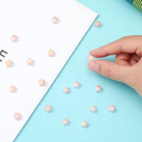 UR URLIFEHALL 100 Pcs Pink Imitation Jade Glass Star Beads with Glitter Powder Glass Beads for Earring Bracelet Necklace Jewelry DIY Making - color: 100pcs-8x8.5x4mm-pink imitation jade glass star