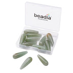 BEADIA Natural Green Aventurine Teardrop Stone Beads 10x30mm 12pcs Dangle Earring Charm for DIY Jewelry Making - color: Green Aventurine