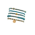 5Pcs Bohemian Multilayer Crystal Beads Stackable Bracelets Y2K Circle Disc Coin Pendant Colorful Beaded Elastic Stretch Bracelets for Women Boho Beach Vacation Holiday Jewelry Gift - color: Blue