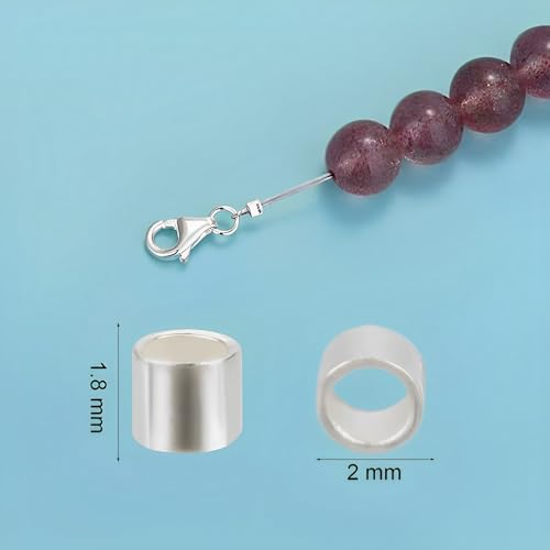 30 Pcs Crimp Beads for Jewelry Making - S925 Sterling Silver Crimping Beads, 2 mm Crimp Tube Beads for DIY Earrings Bracelet Necklace Jewelry Making and Crafting