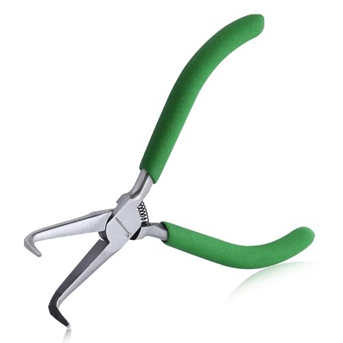 SPEEDWOX Mini Bent Needle Nose Pliers With Teeth 5" 45-Degree Bent Long Nose Pliers With Serrated Jaw Needle Remover Pliers Fishing Tools Precision Pliers For Jewelry Making And Small Object Gripping - style: Bent Needle Nose Pliers