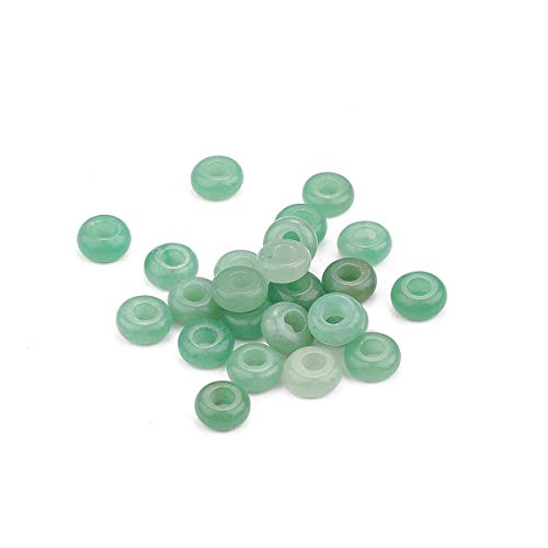 BEADIA Natural Green Aventurine Rondelle Stone with Large Hole (4mm) Loose Semi Gemstone Beads for Jewelry Making 10mmx4mm 24pcs - color: Green Aventurine, size: 10mm x 4mm