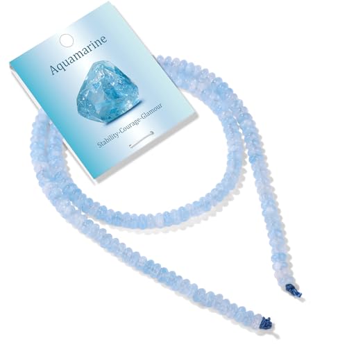 1 Strand 2x4mm Rondelle Beads for Jewelry Making Natural Stone Beads Loose Flat Spacer Abacus Gemstone Bead for Bracelet Necklace Crafts Aquamarine (150Pcs) - color: Aquamarine, size: 2x4